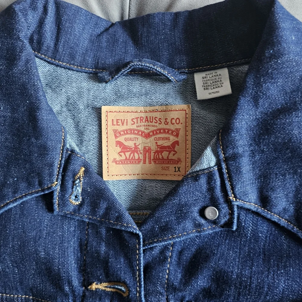 Levi's Original Trucker Denim Jacket Even Rinse Dark Blue Wash Sz 1X - Picture 4 of 7